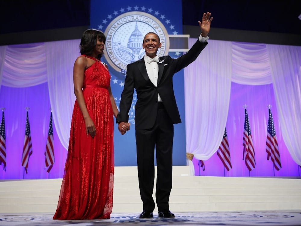 President Barack Obama and first lady Michelle Obama arrive for the Inaugural Ball on Monday, January 21, 2013 in Washington, D.C. (Pool photo by Chip Somodevilla/Getty Images/MCT)