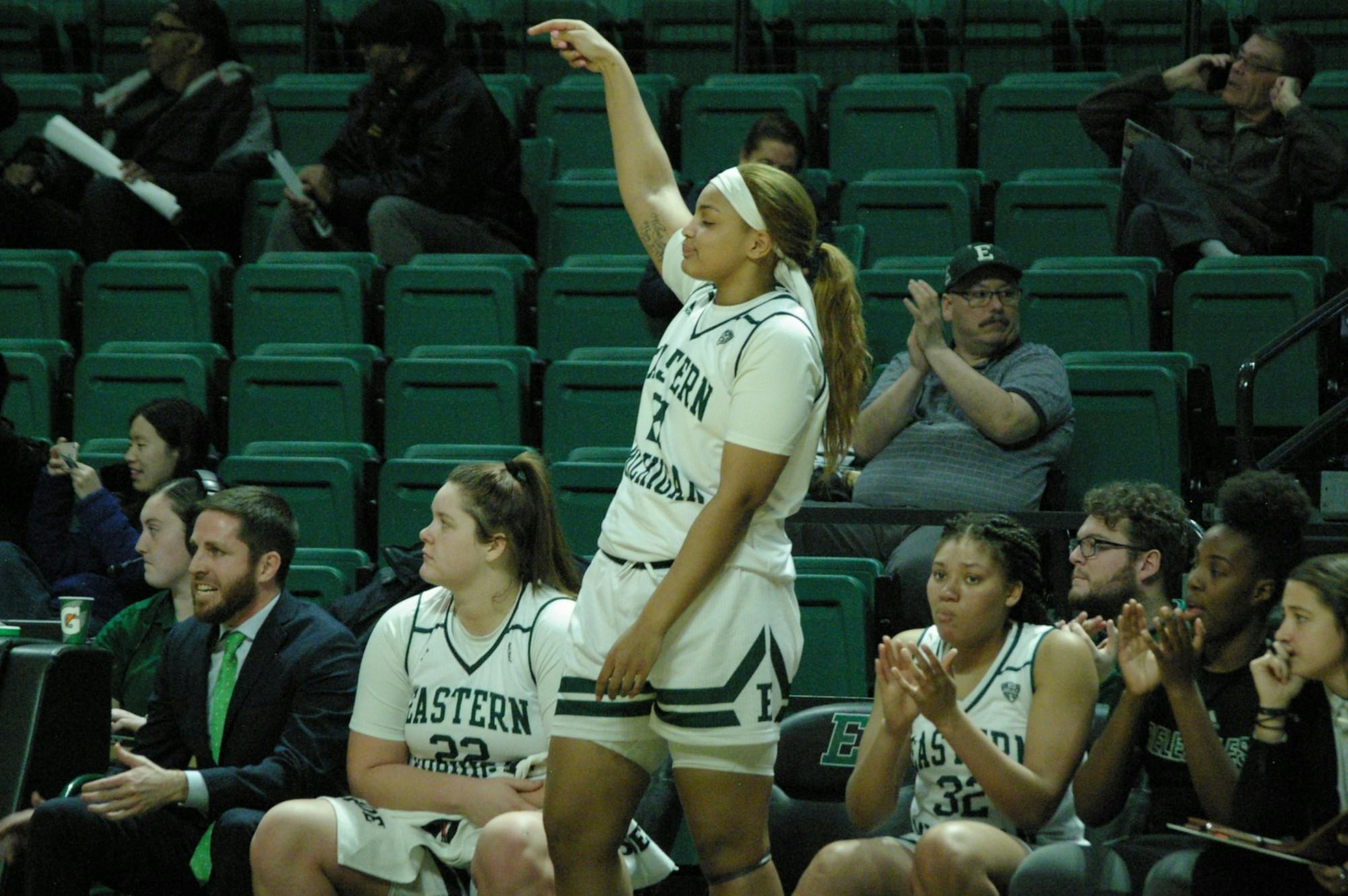 Kiara Johnson celebrates