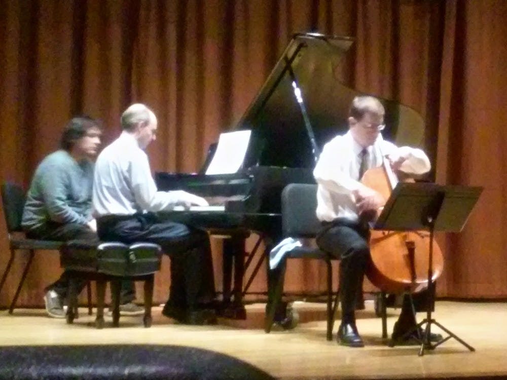 Guest cellist, Benjamin Whitcomb, and his accompanied pianist, Vincent DeVries, performed on&nbsp;Tuesday night in Alexander Recital Hall.