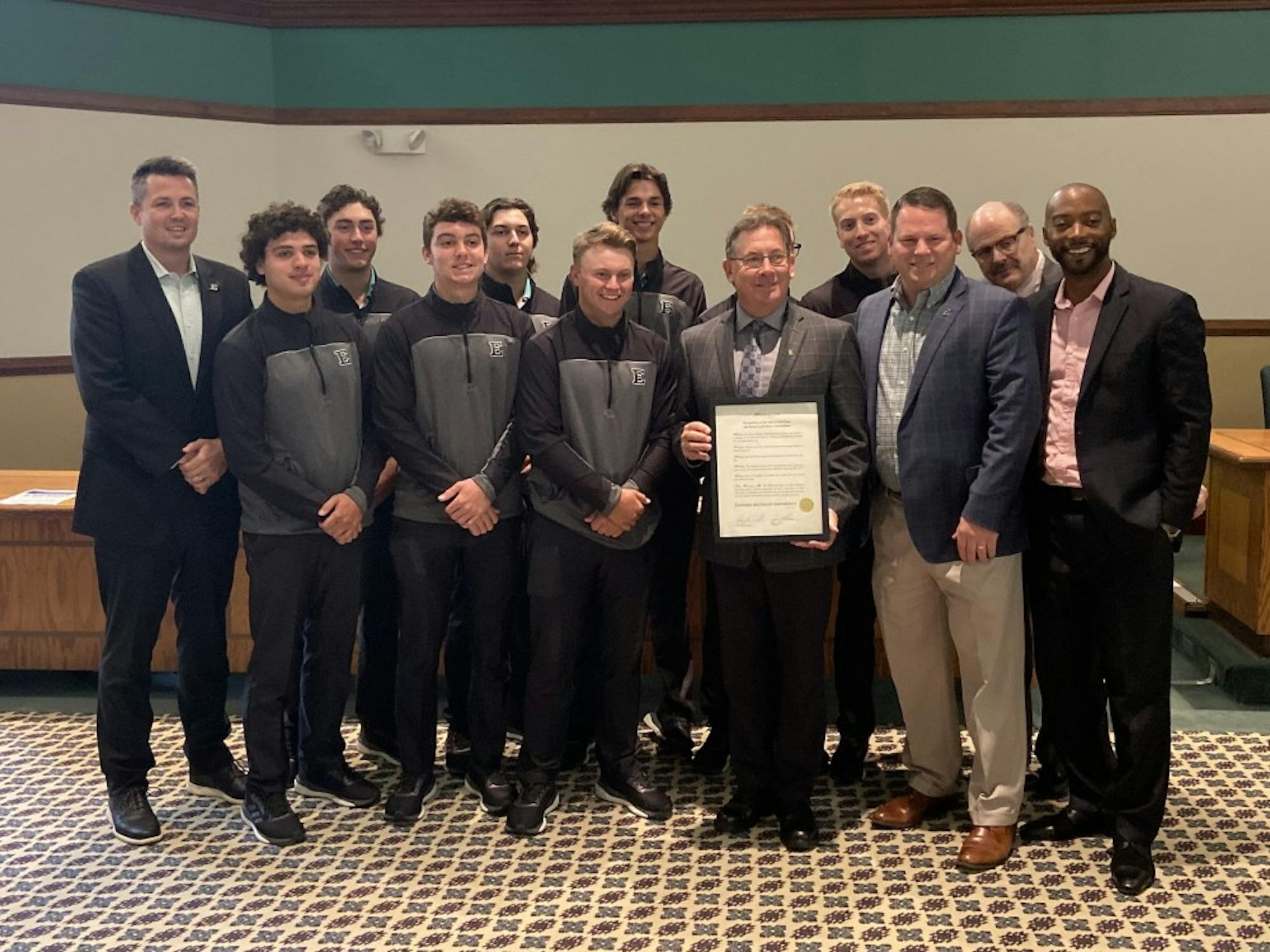 EMU men's golf presented with recognition
