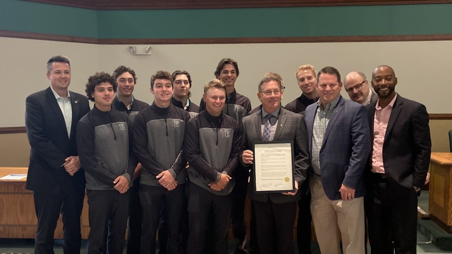 EMU men's golf presented with recognition