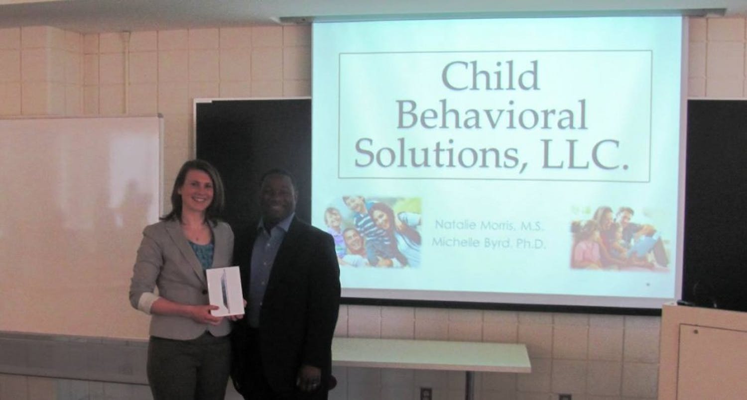 	Natalie Morris, a doctoral student in clinical psychology, won $500 for placing first with her Child Behaviorial Solutions program idea.