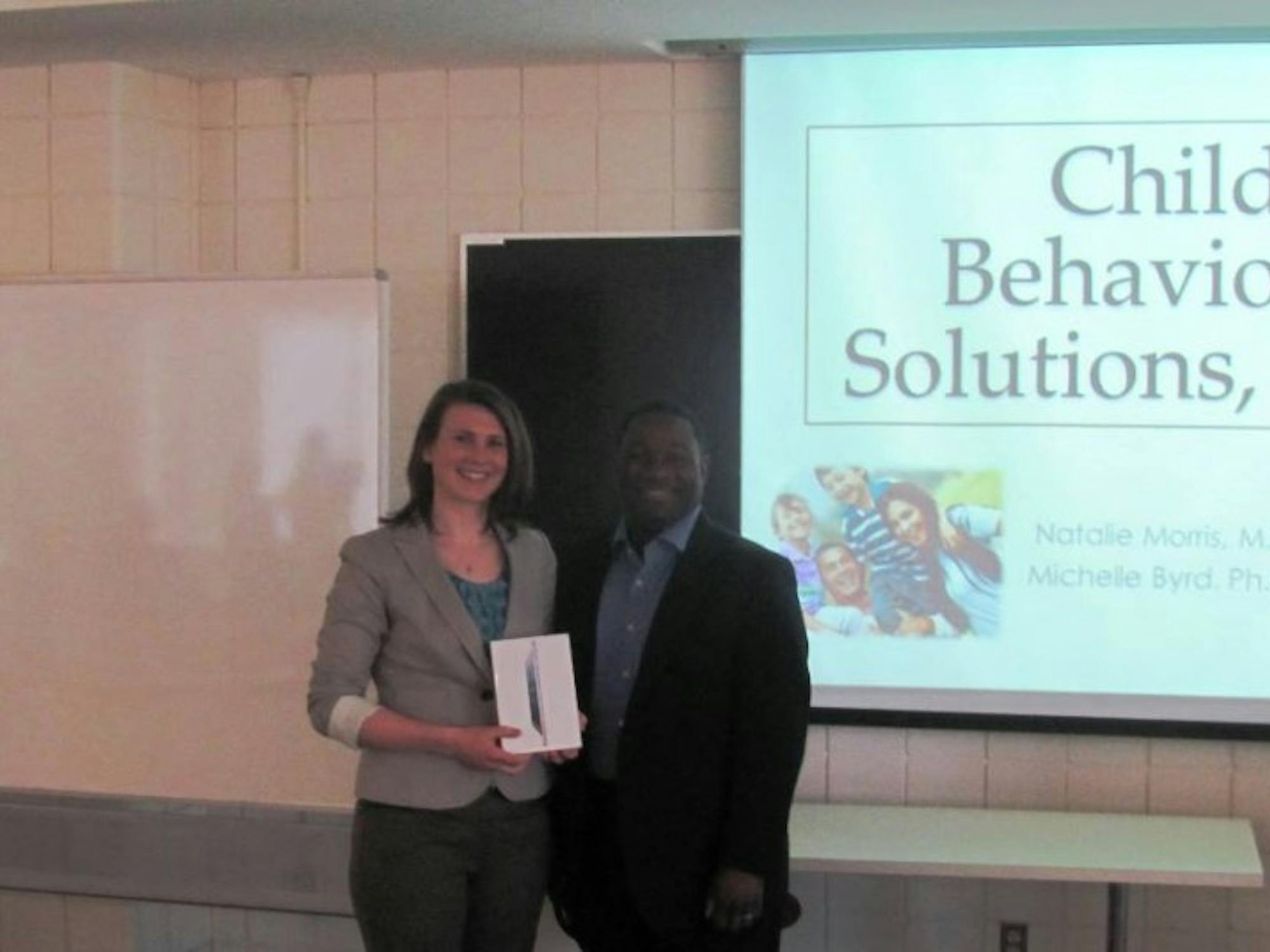 	Natalie Morris, a doctoral student in clinical psychology, won $500 for placing first with her Child Behaviorial Solutions program idea.
