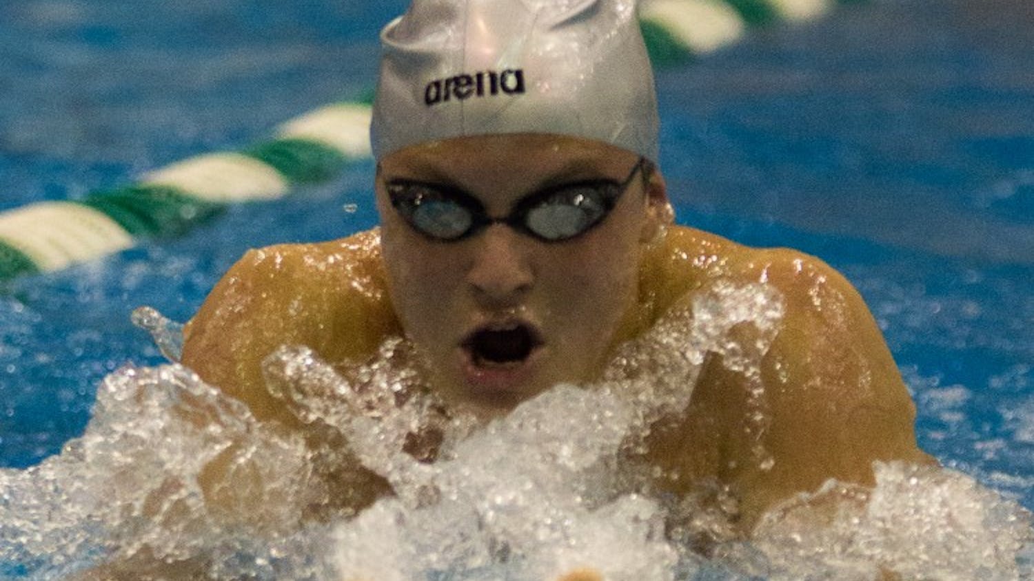 Kyle Aerne (Fr. Lake Villa, Ill.) locked up an Eagle one-two in the 100 yard breast with a 57.17 second place finish.
