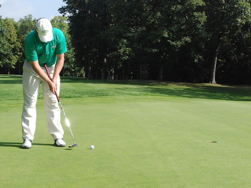 Marty Jeppesen putts Sunday at Radrick Farms.  He shot 72 in the final round of The Wolverine tournament.