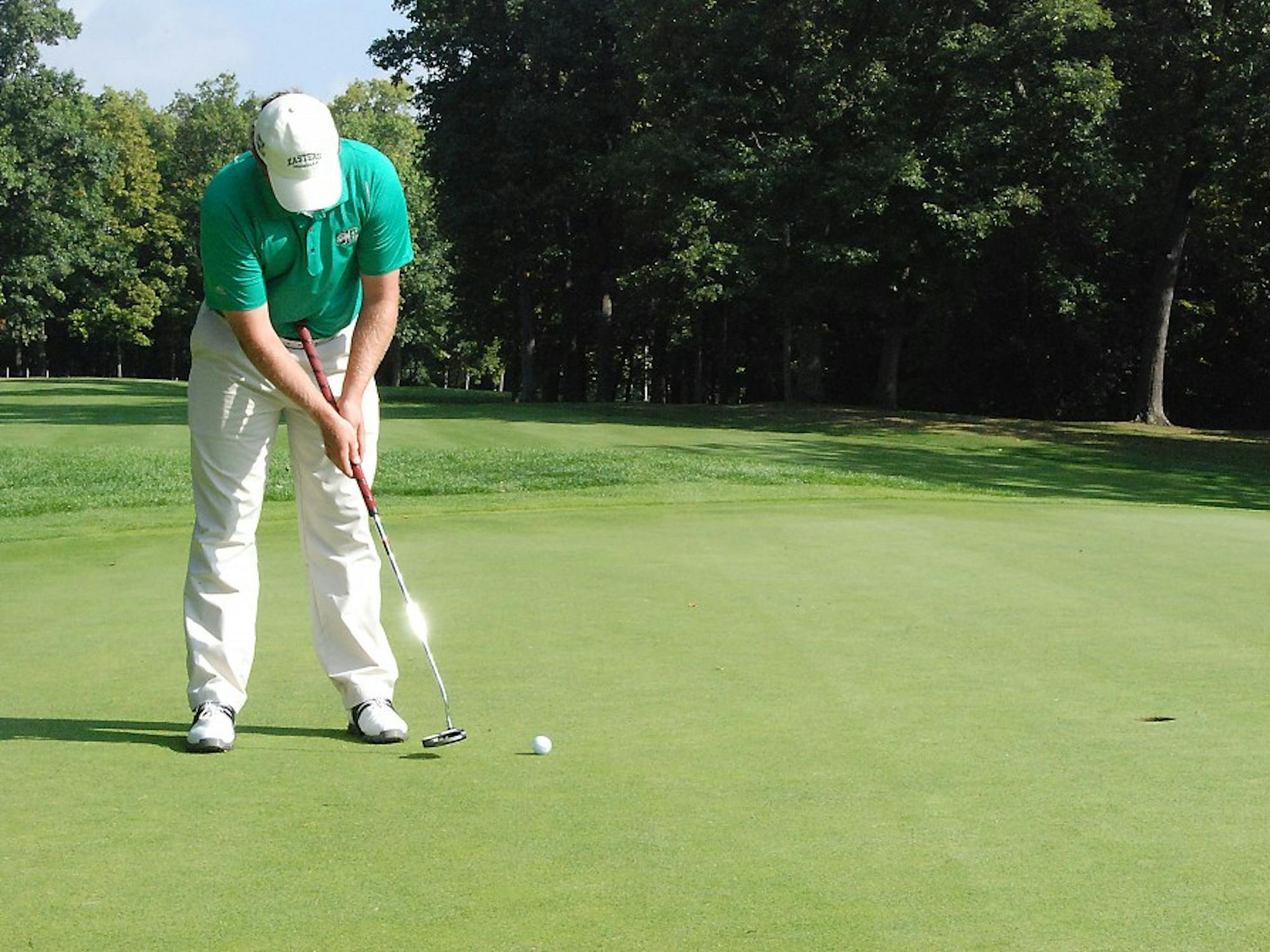 Marty Jeppesen putts Sunday at Radrick Farms.  He shot 72 in the final round of The Wolverine tournament.