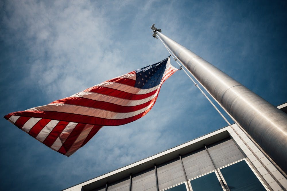 Low angle photo of U.S. flag