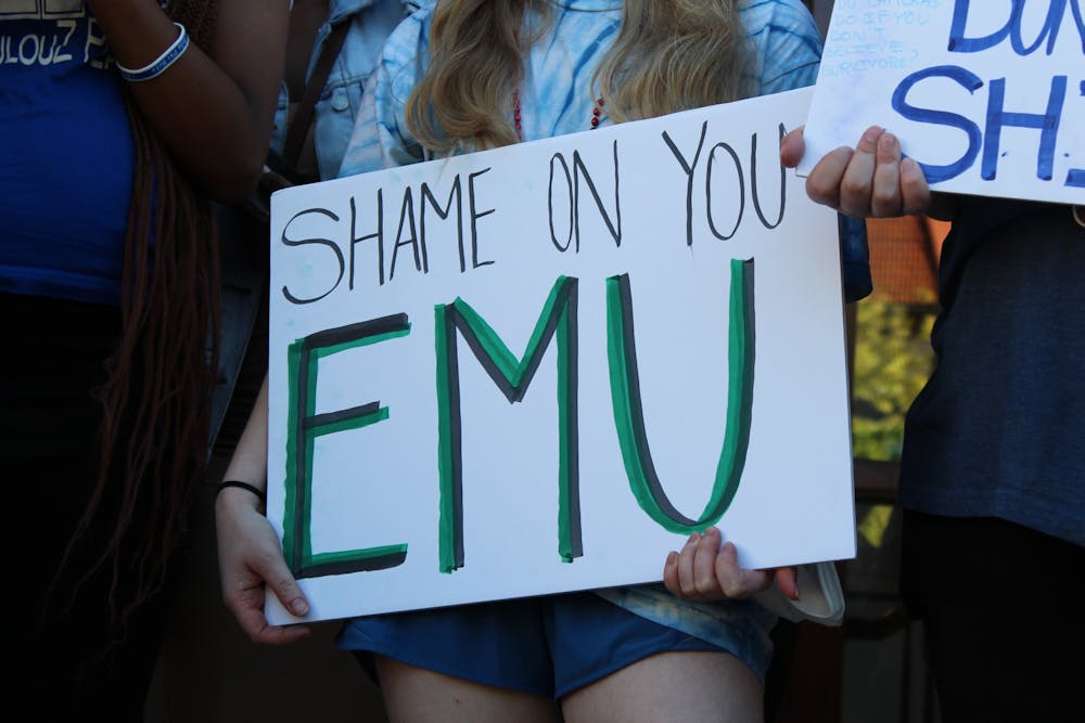 EMU students hold a protest on campus