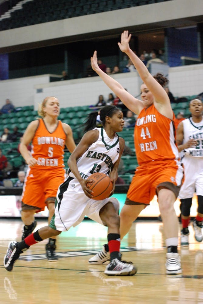 	Sydney Huntley-Rodgers led the Eagles in scoring with 20 points for Saturday’s loss against BGSU.