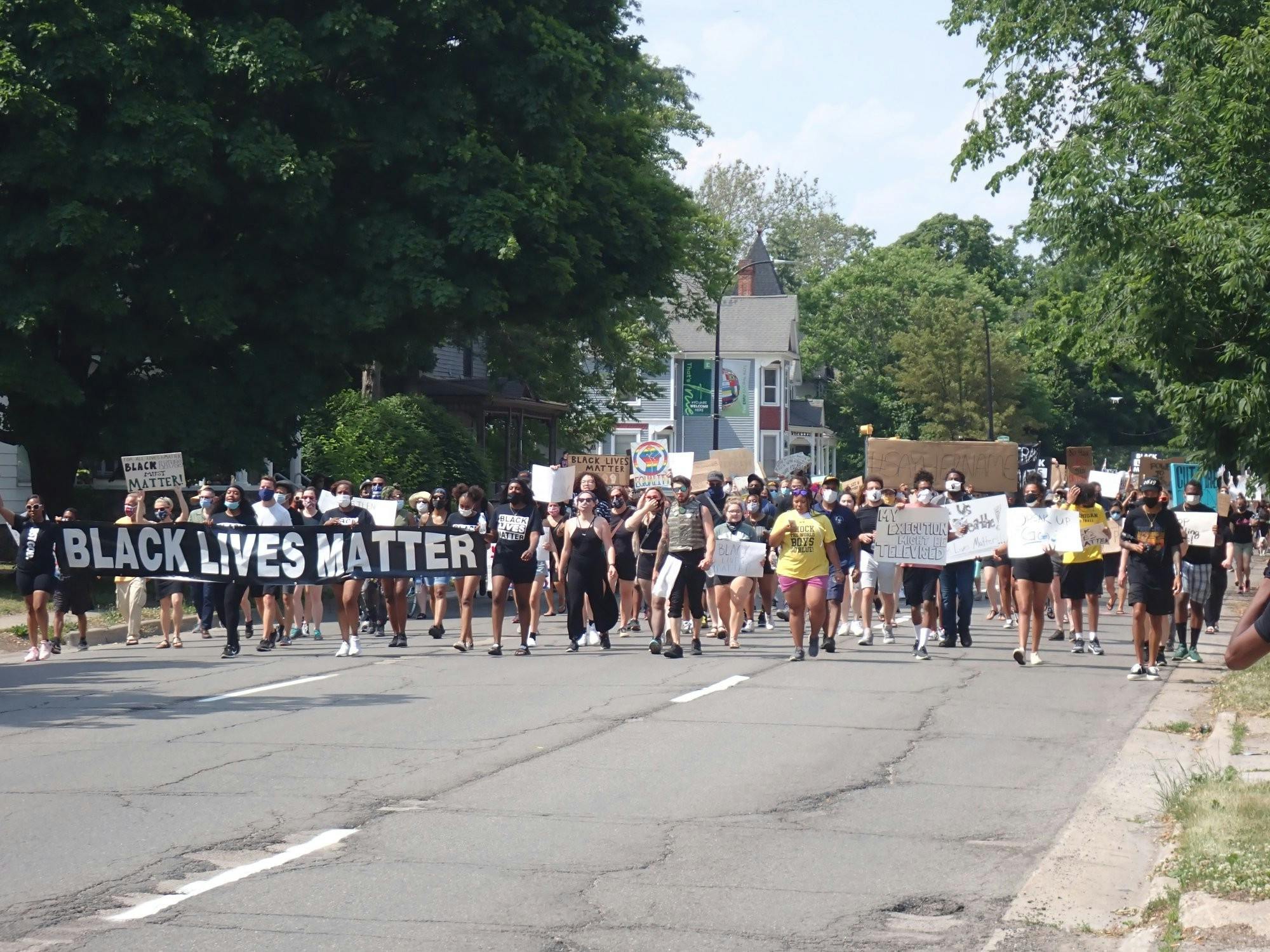 Black Lives Matter protestors march on Hamilton St. in Ypsilanti, Saturday, June 20, 2020.