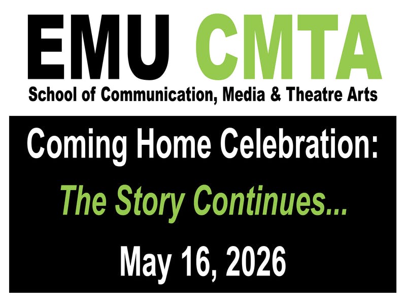 Black, white and green graphic advertising the Coming Home Celebration event.