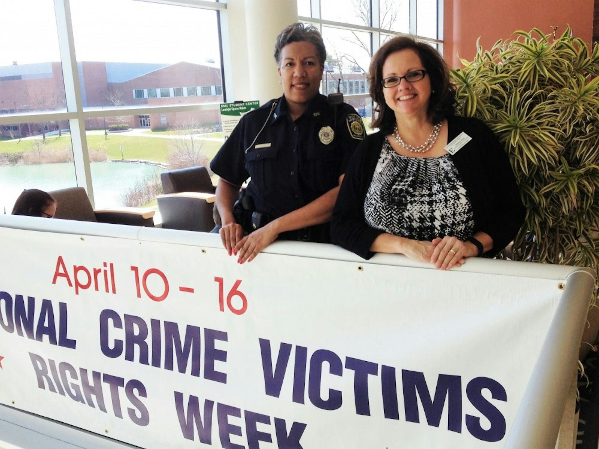 Nation Crime Victims Rights Week share information and raise awareness&nbsp;in the Student Center on April 14.&nbsp;