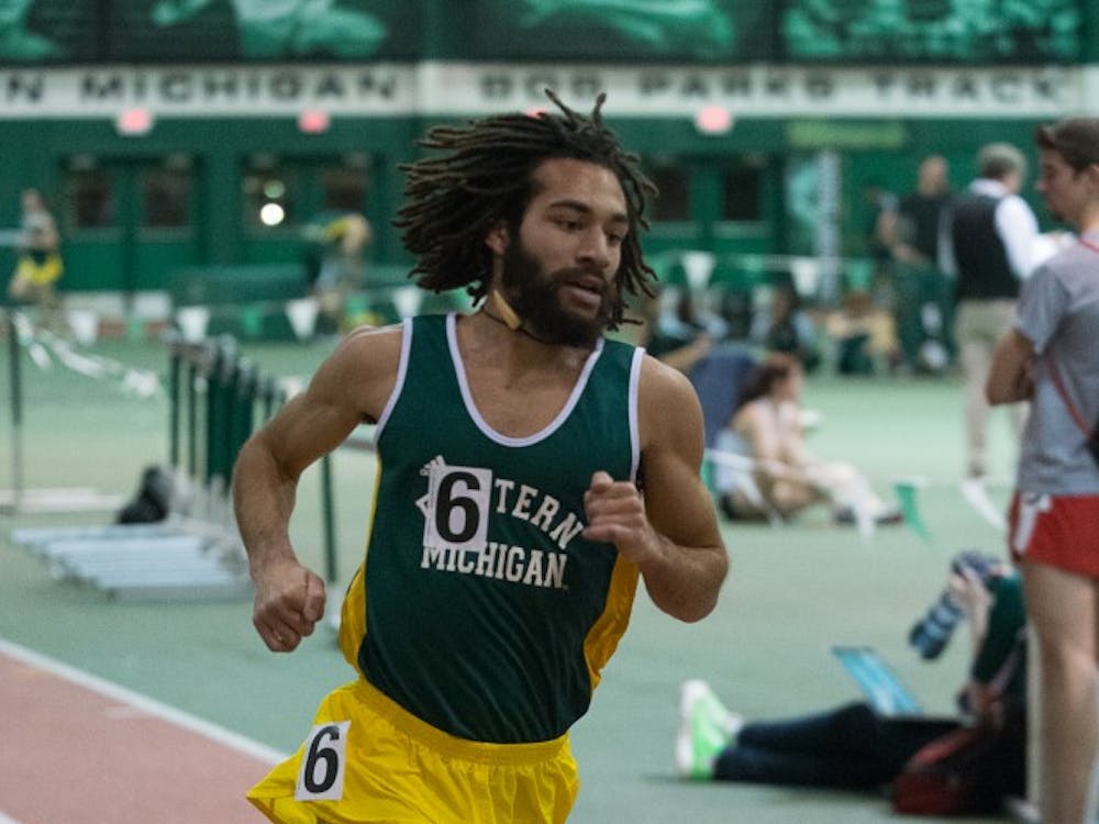 Eastern Michigan distance runner William Trice in the 3000m run during the EMU Triangular on 10 January at Bowen Field House.