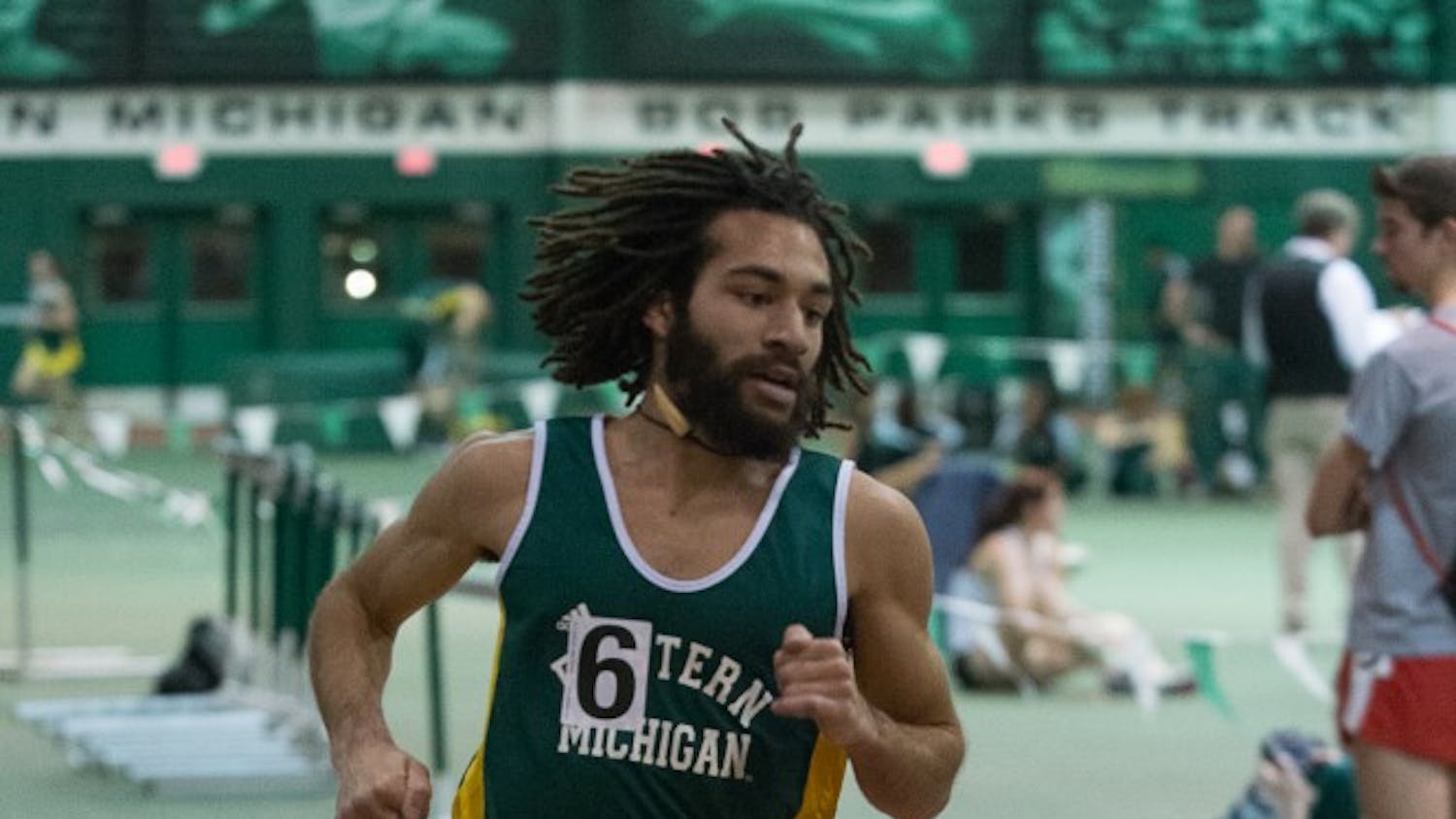 Eastern Michigan distance runner William Trice in the 3000m run during the EMU Triangular on 10 January at Bowen Field House.