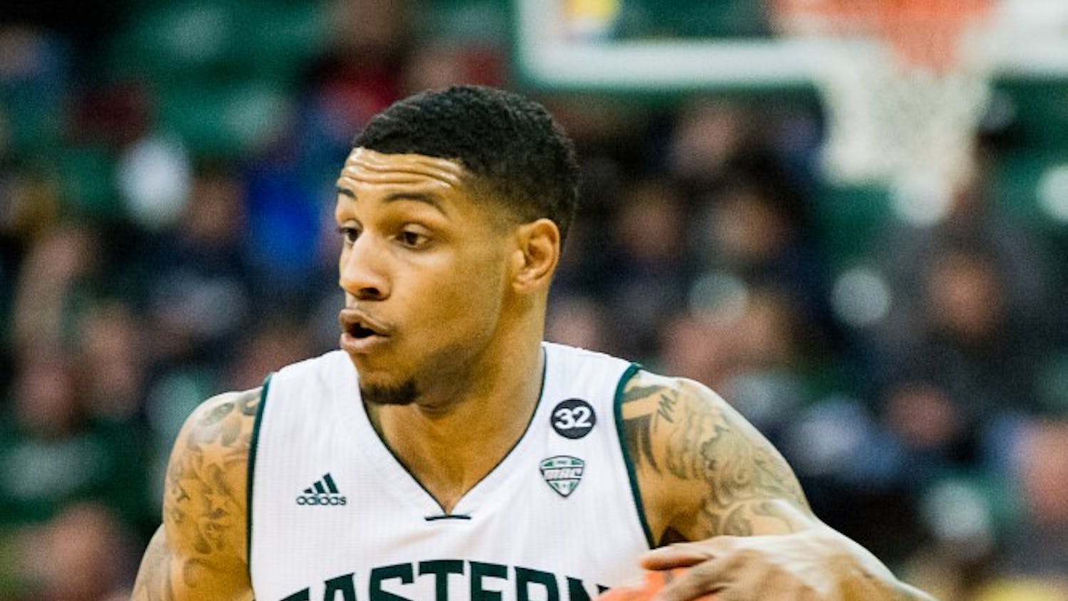 Eastern Michigan guard Raven Lee rushes down the court during the Eagles' 85-59 win over Toledo in Ypsilanti on 6 March.