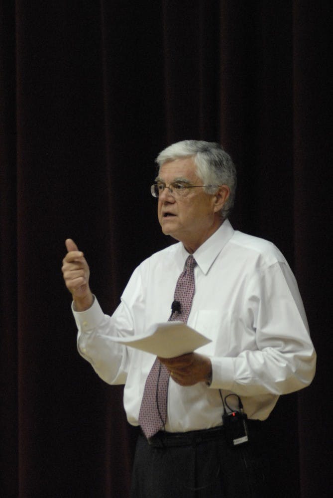 John Lumm discussed the University's budget, of which allows for 0% increases in tuition, room and board while as also allowing for an increase in staff population and campus renovations.