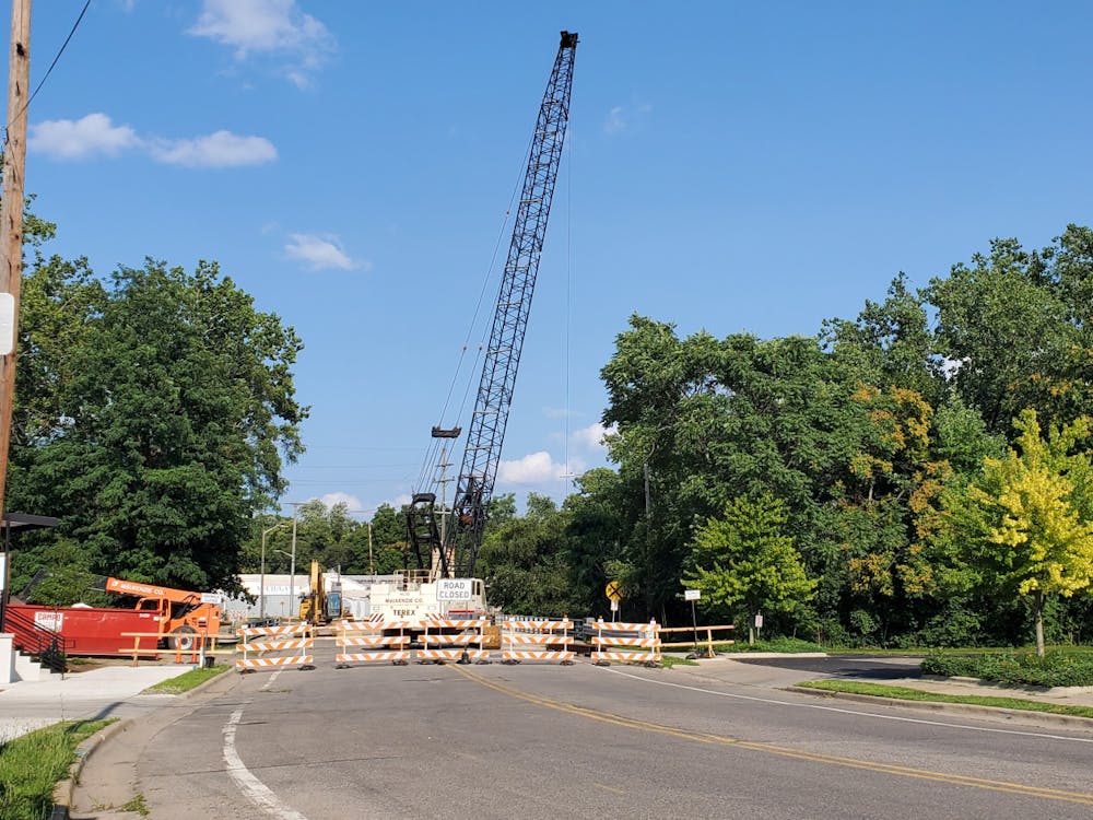 Construction is happening on Forest Steet Bridge over Huron River Drive. Travelers were advised to detour to Cross Street. Photo credit: Bonnie Wessler