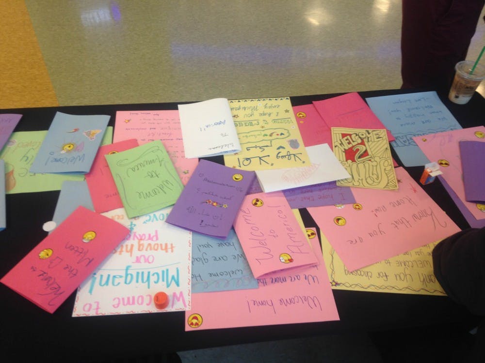 Cards created by EMU students, staff and faculty will be sent to the families with the donated items.