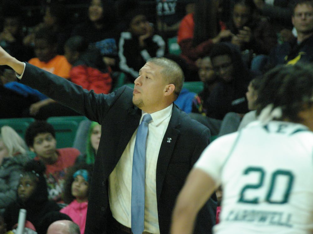 EMU head coach Fred Castro directs the team at the Convocation Center on Nov. 8.