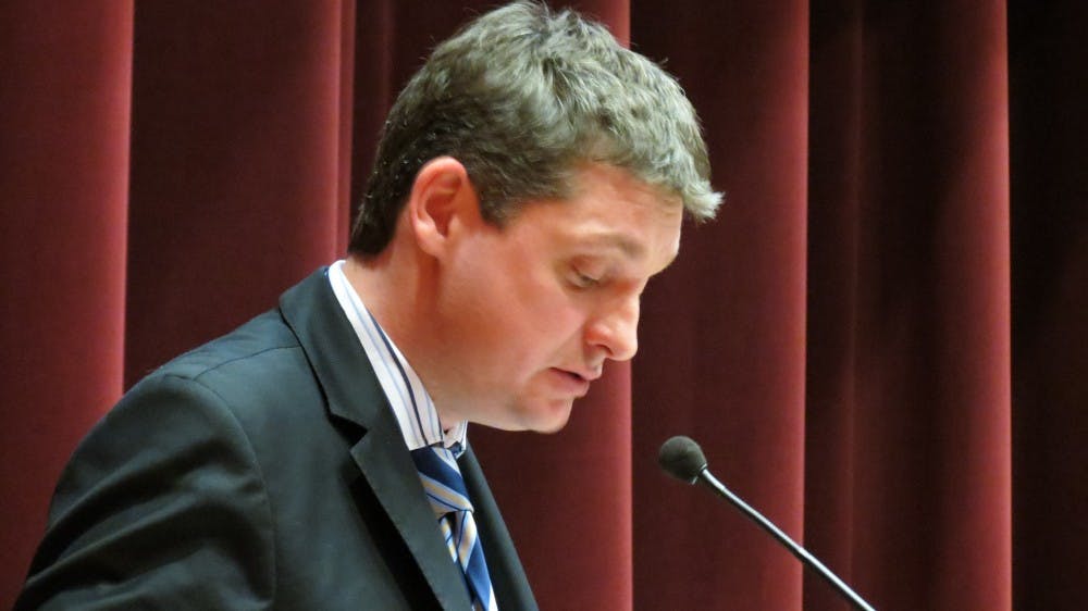 	Sascha Feuchert, speaking in the EMU Student Center, said most literature came from prisoners of concentration camps.