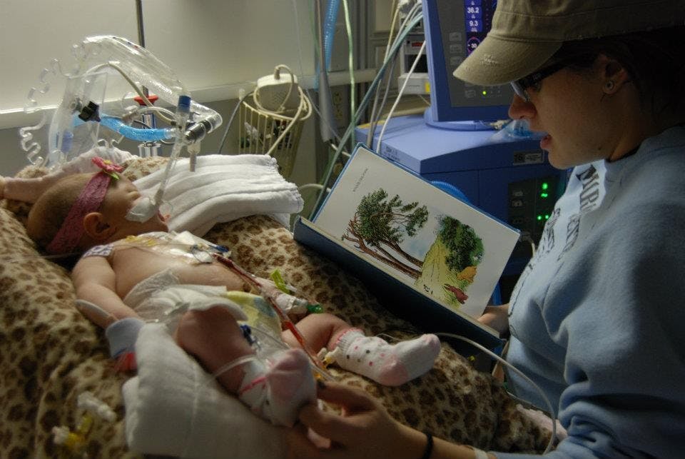 While in the hospital, Gabriel’s mother Kyleigh read her bedtime stories every night and stayed across the street to be close by. 