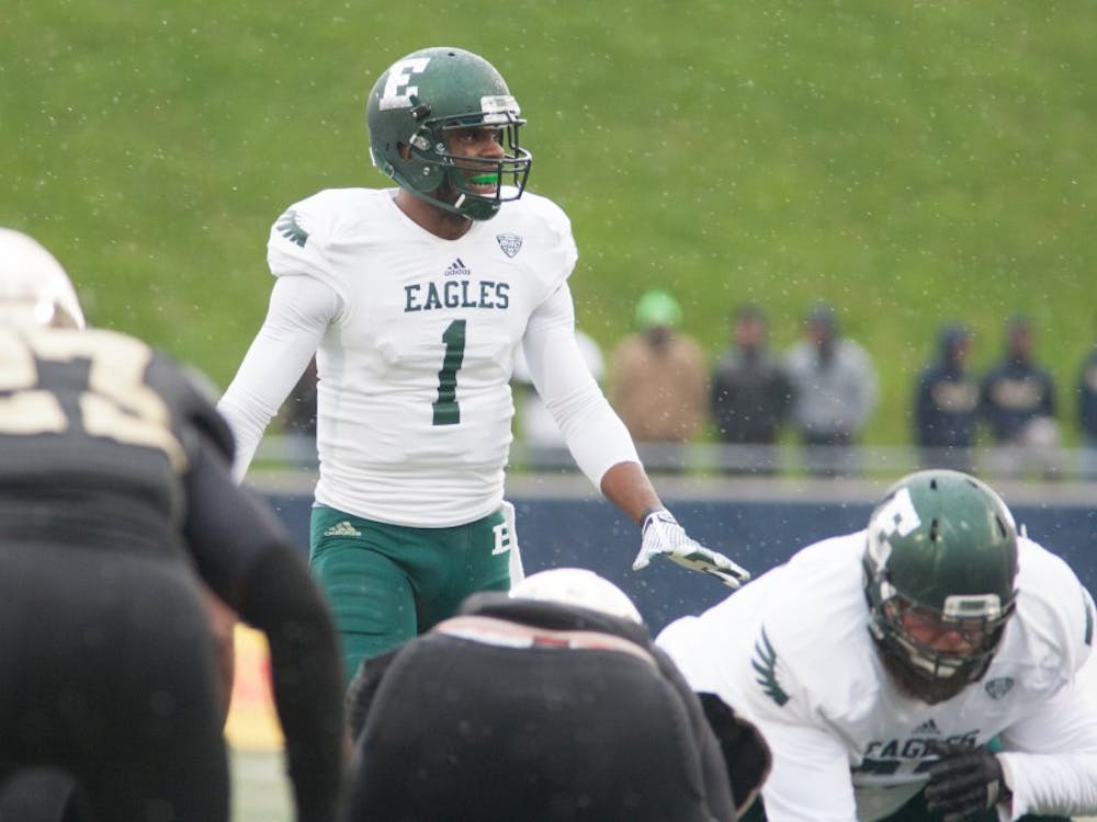Eastern Michigan quarterback Rob Bolden completed 17 passes for 185 yards in the Eagles 31-6 loss to Akron.