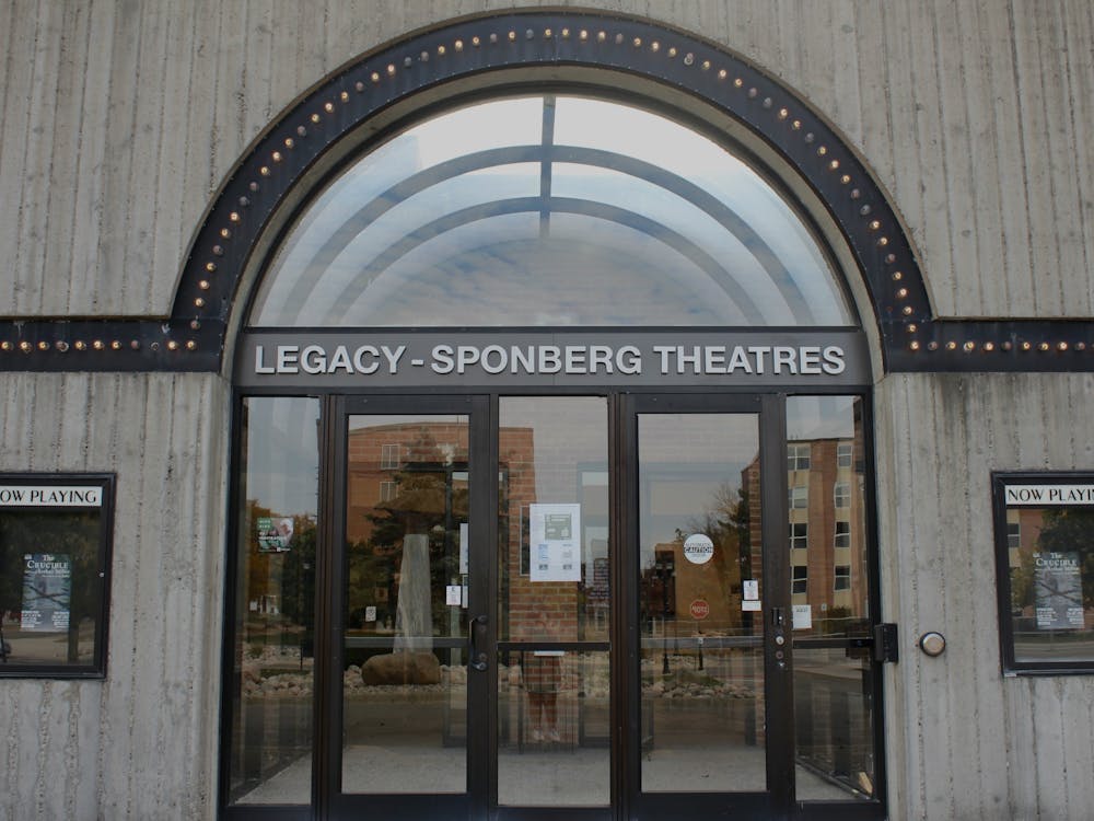 The outside of the Legacy-Sponberg Theatres located in Eastern Michigan University&#x27;s Judy Sturgis Hill building hosts The Crucible on Oct. 23, 2022. ﻿