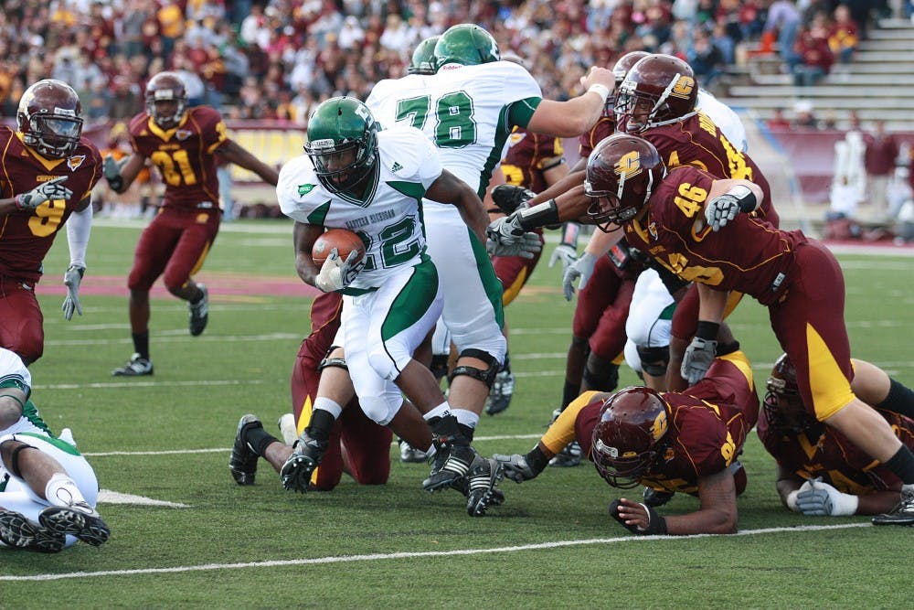 Dwayne Priest (22) runs Saturday at Kelly/Shorts Stadium on Saturday. He had 21 rushing yards in EMU’s loss.