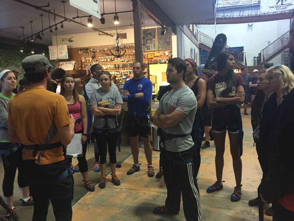 Students went rock climbing as part of their course.