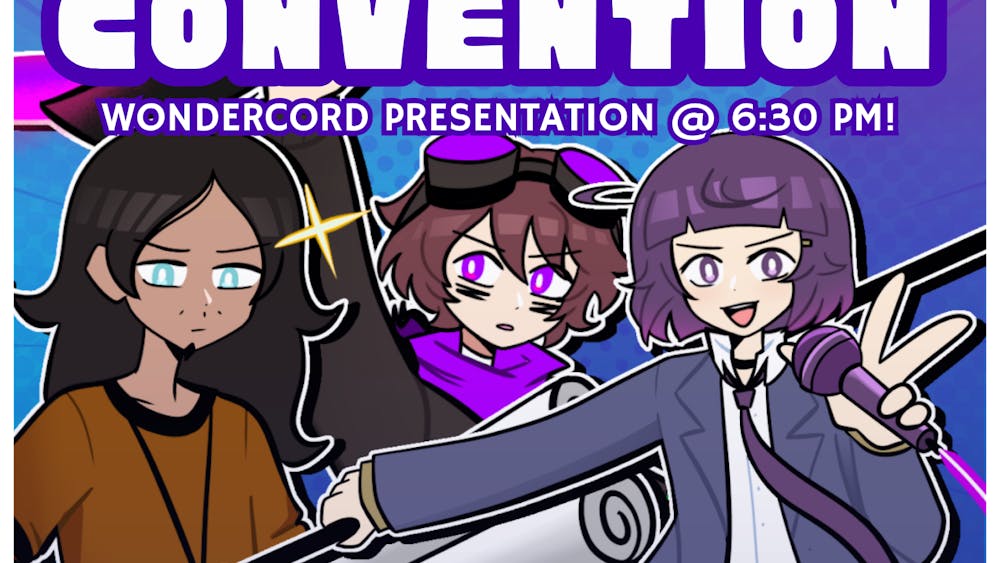 Colorful, cool-toned poster featuring three animated characters and advertising the WonderFest event.