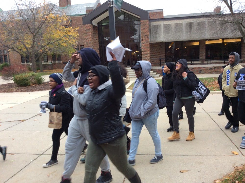 EMU&nbsp;students walked around in campus to show solidarity with MIZZOU.