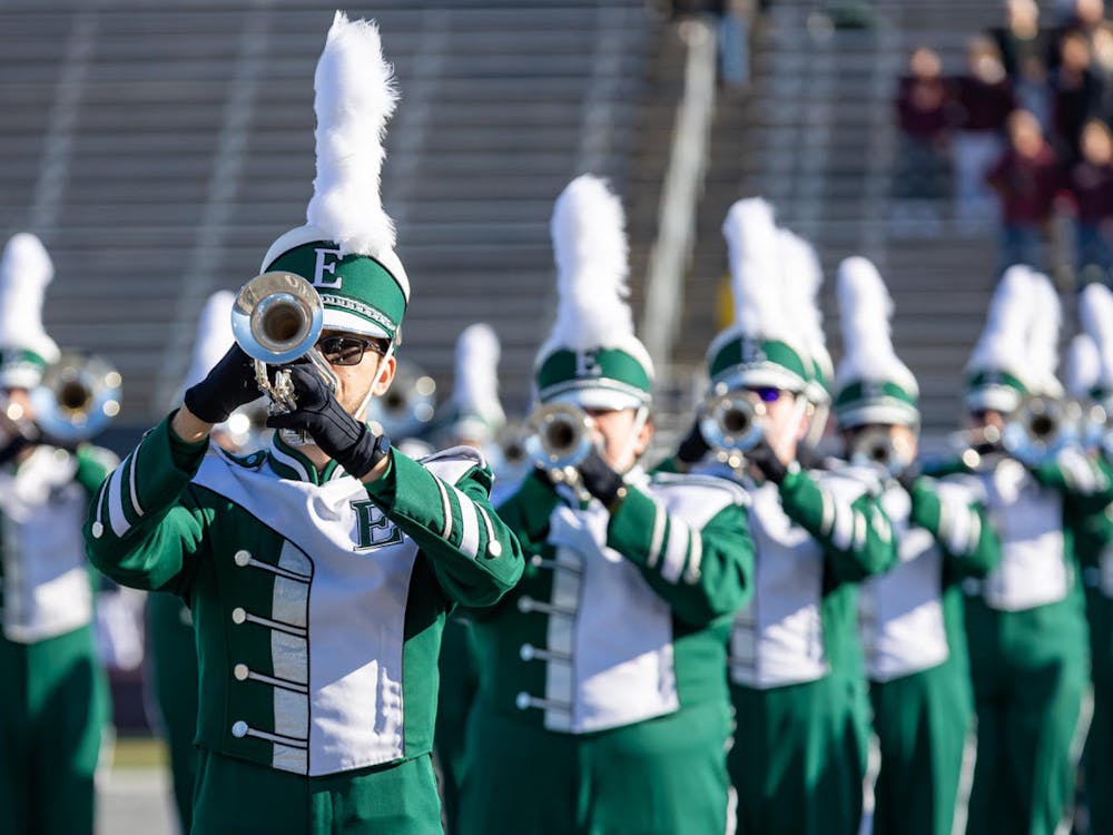 EMU Marching Band performs for a group of audience members at Rynearson Stadium in this Eastern Echo file photo. (Photo credit: Kevin McKay)