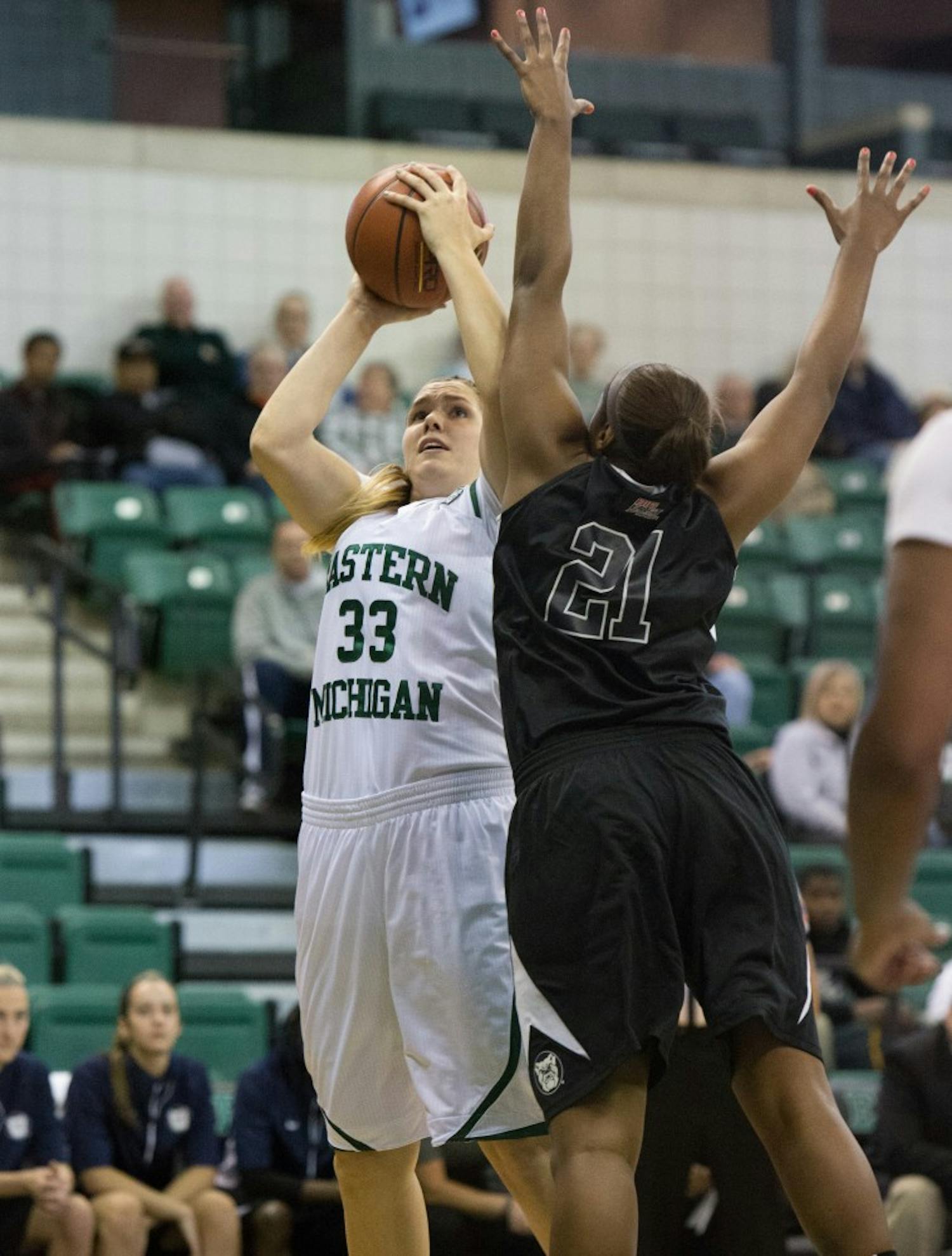 EMU forward Olivia Fouty had a double-double in last nights 81-76 overtime win over Butler.(33) had a double-double in last nights 81-76 overtime win over Butler.