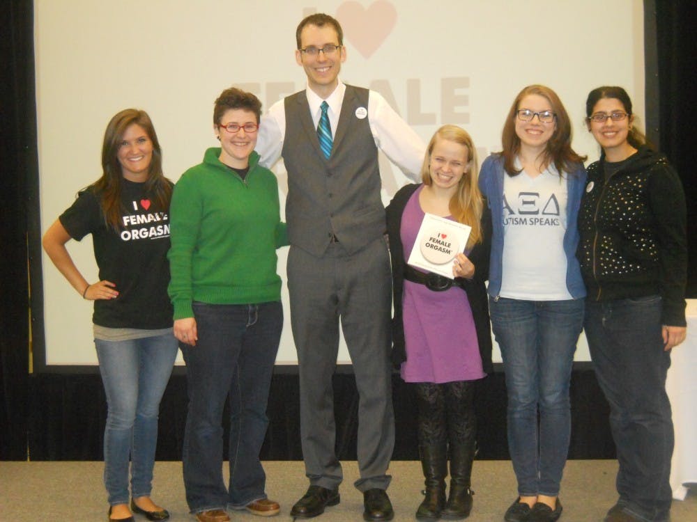 	Members of the Eastern Michigan University Women’s Resource Center with the presenters of the I Heart Female Orgasm event.