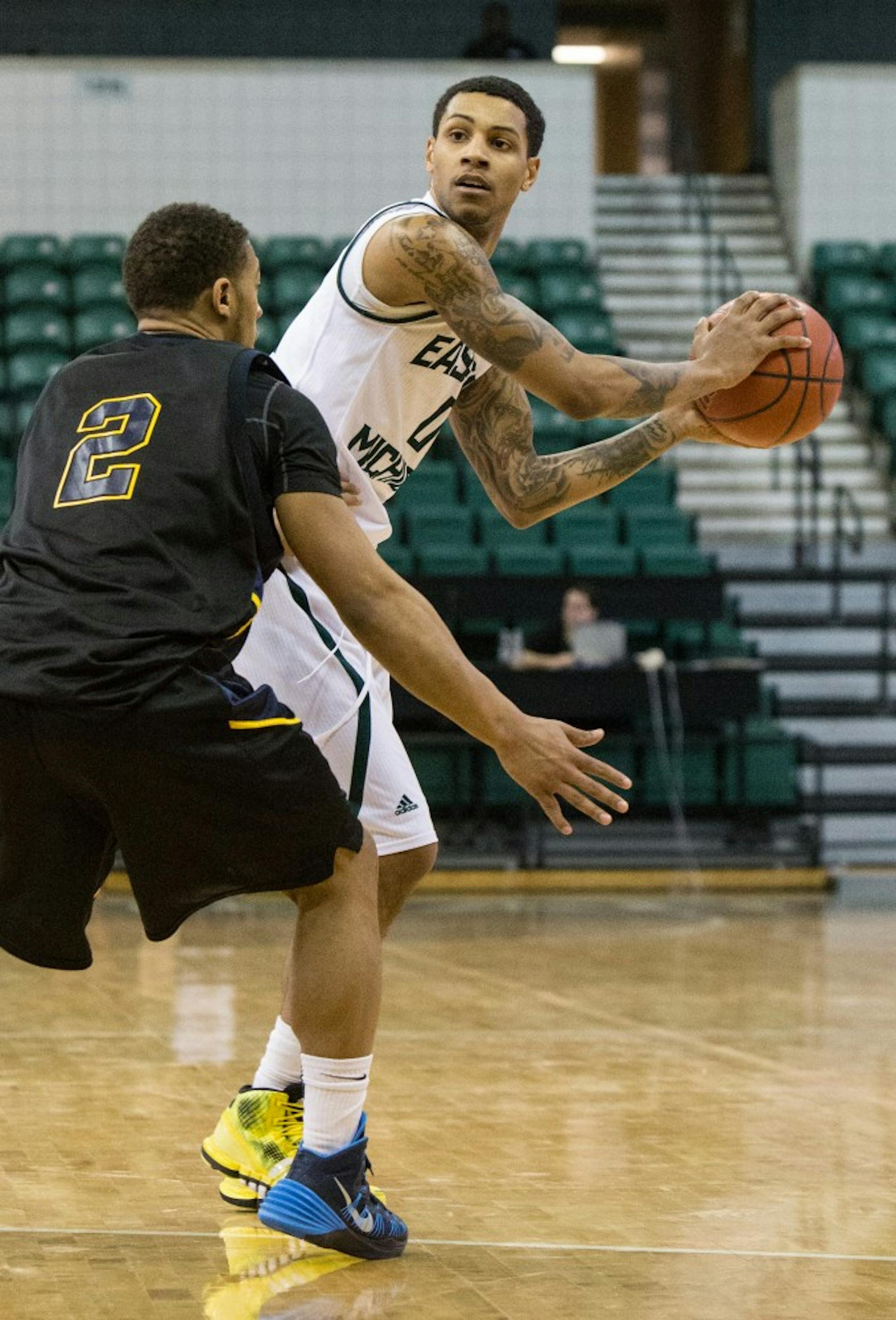Eastern Michigan guard Raven Lee (0) scored 15 points in the Eagles 70-53 win over Kent State Saturday afternoon.
