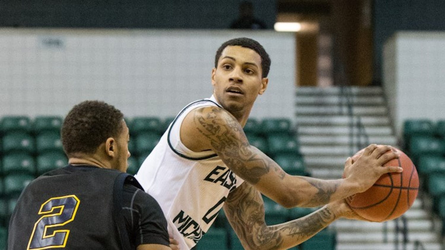 Eastern Michigan guard Raven Lee (0) scored 15 points in the Eagles 70-53 win over Kent State Saturday afternoon.