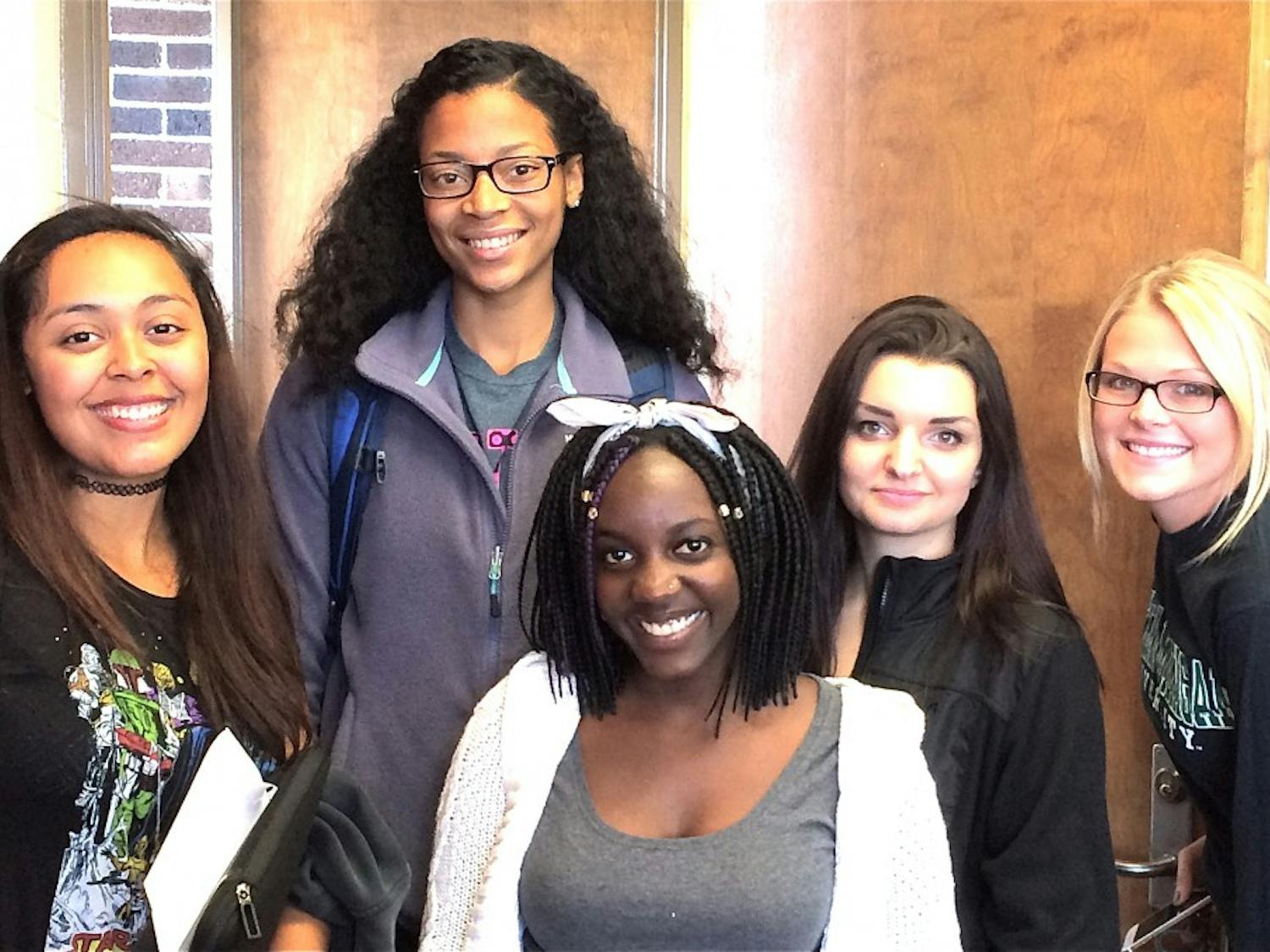 From left, Kyana Dixi, Victoria Fisher, Nyambura Njee, Iris Vincent and Kala Sherman are some of the 35 McNair Scholars at EMU.