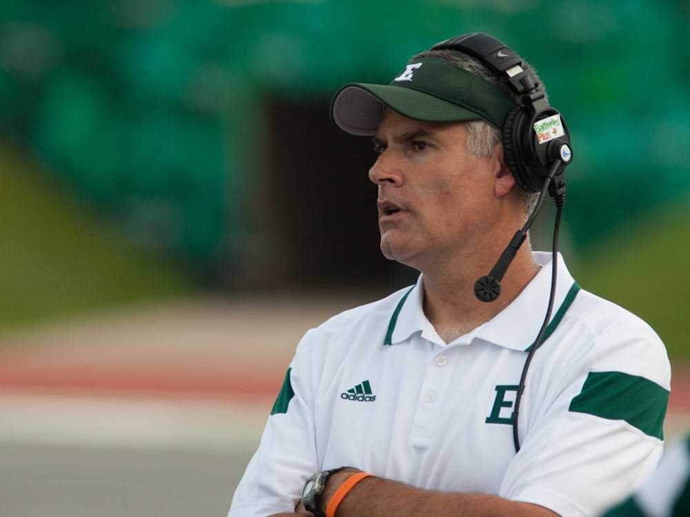 EMU head coach on the sideline during the Eagles 31-28 win over Morgan State.