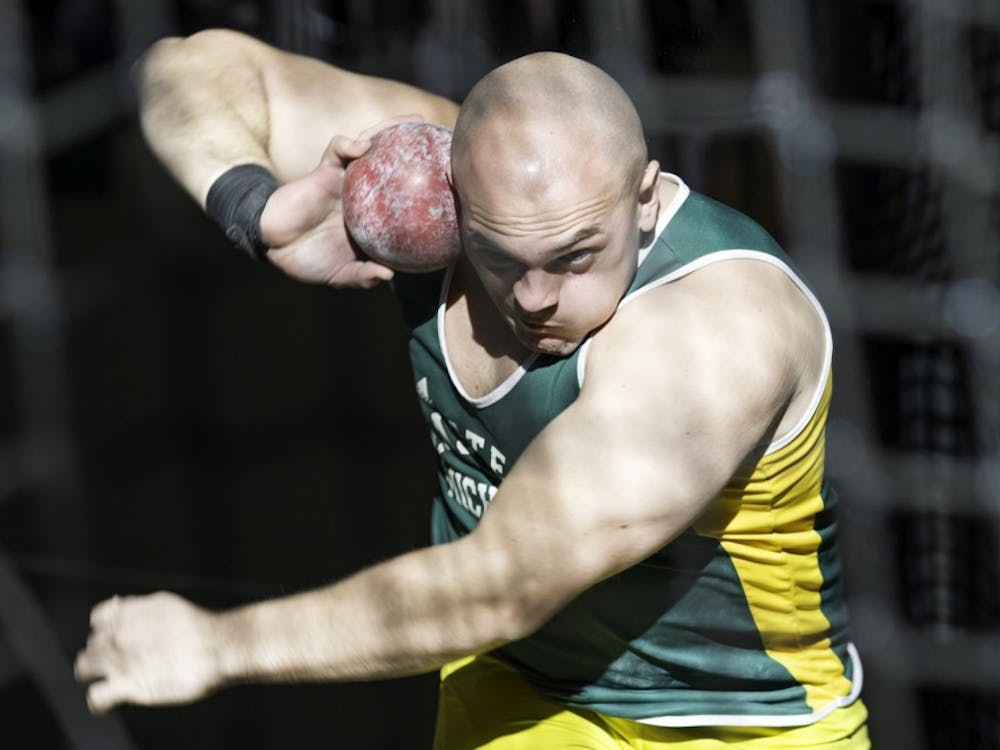 Keith Williams competes in shot put on Jan. 23, 2016 in Ypsilanti. 