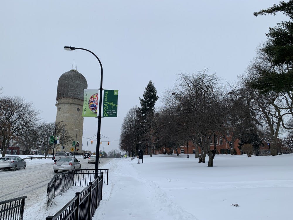 A gallery showing parts of EMU's campus after the first major snowfall of the year.