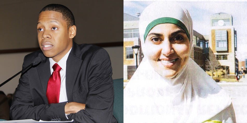 	SG President Desmond Miller (Left) and write-in candidate Fatma Jaber (Right)