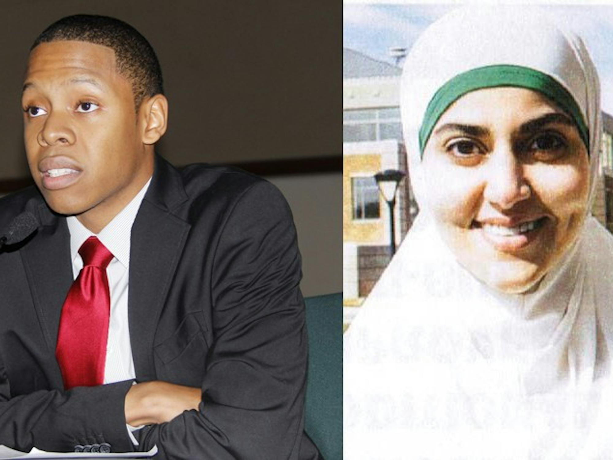	SG President Desmond Miller (Left) and write-in candidate Fatma Jaber (Right)