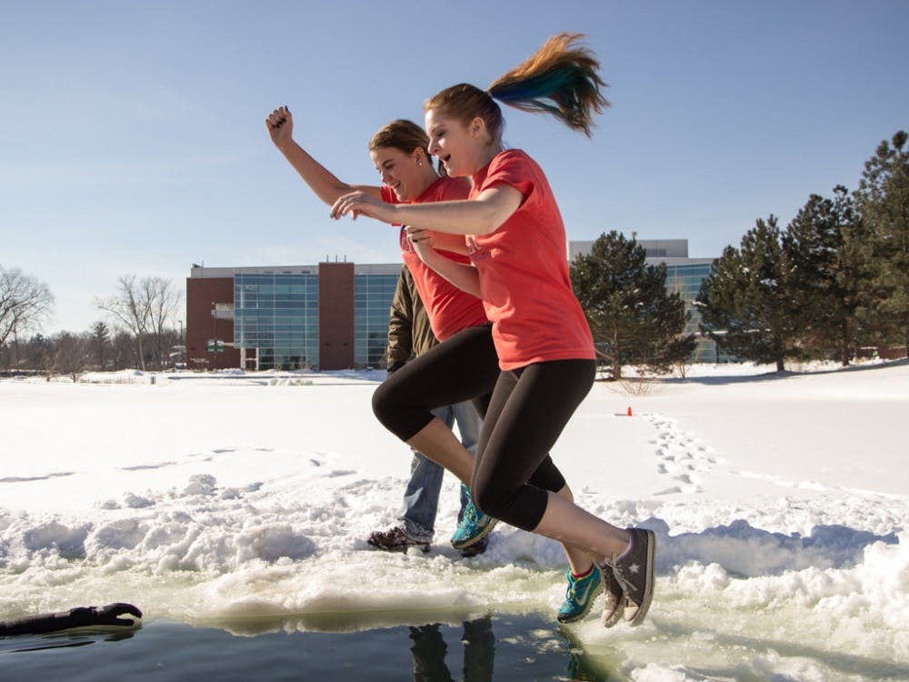 Lizzy Krochmalny and Rachel Lange jumped hand in hand.