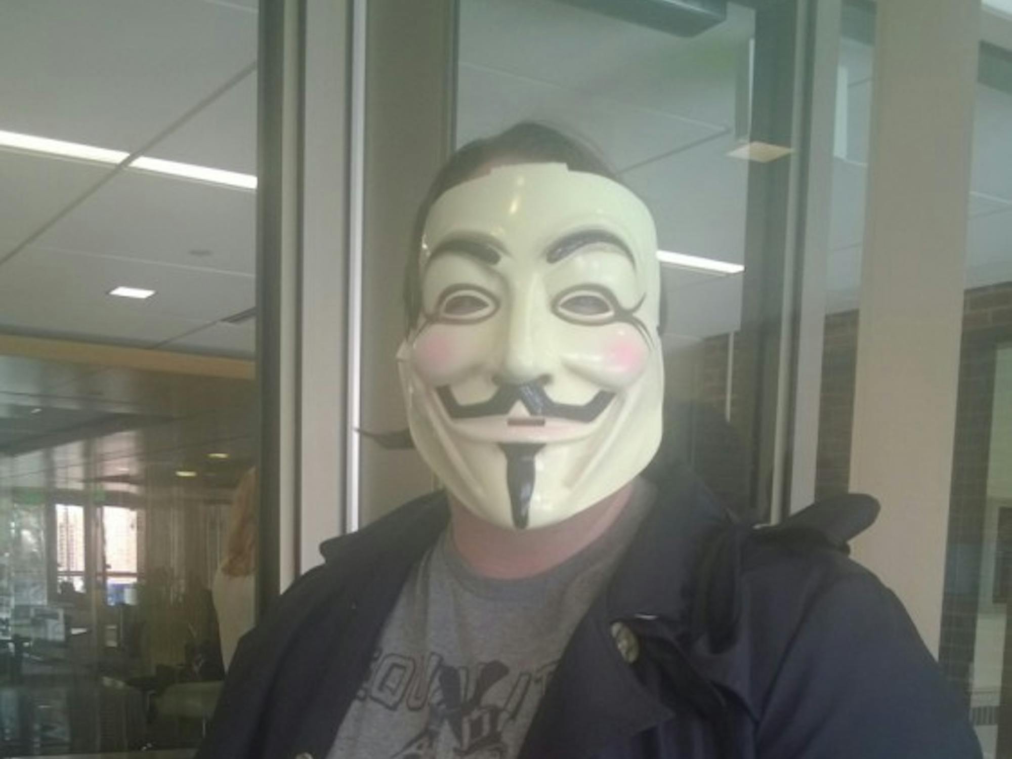 Some students came with a Guy Fawkes mask to get into the spirit of the film.&nbsp;