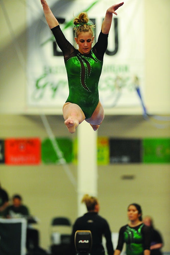 Freshman Kaylyn Millick, shown competing earlier this season, finished second in all-around competition against Bowling Green on Feb. 21.  She posted a 9.775 high score on the balance beam.  