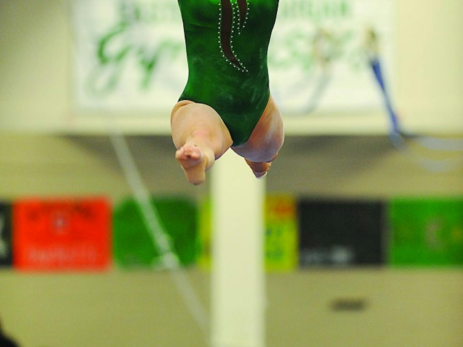 Freshman Kaylyn Millick, shown competing earlier this season, finished second in all-around competition against Bowling Green on Feb. 21.  She posted a 9.775 high score on the balance beam.  