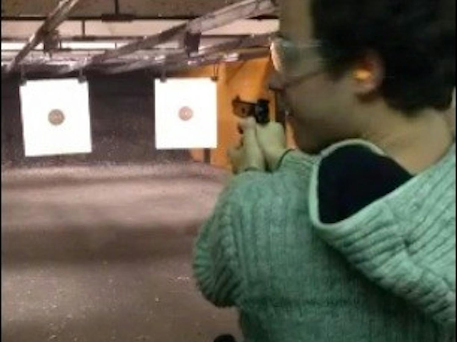 Leo Fabbri shoots a gun for the first time.