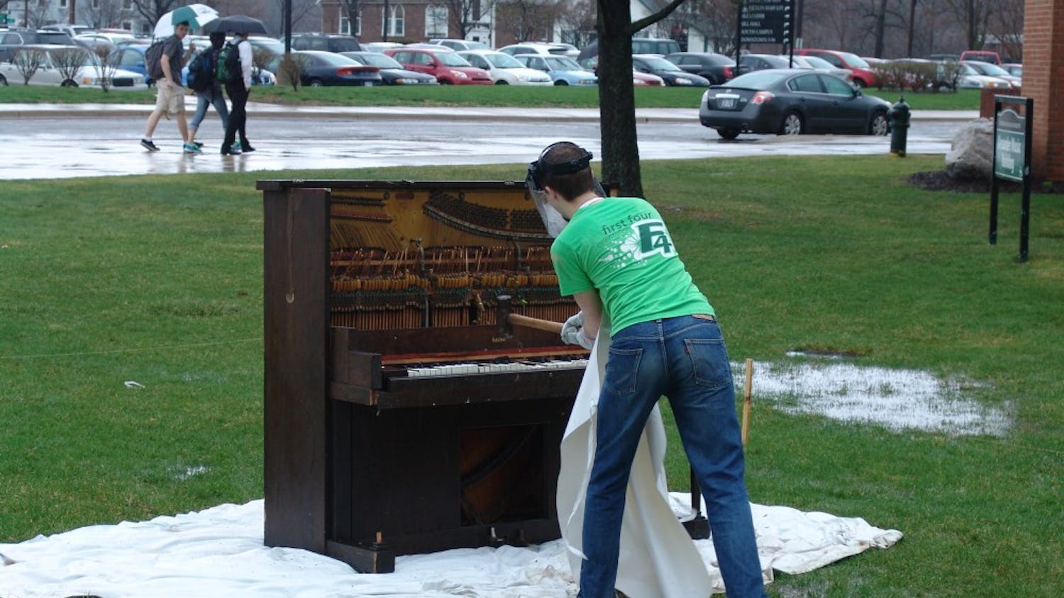 	EMU and the American String Teachers Association held a campus piano smash April 18.