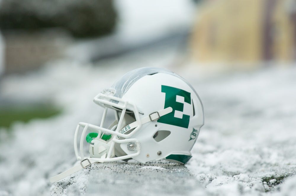 The field was coated in a thin layer of snow before EMU's game against CMU on 29 November in Mt. Pleasant.