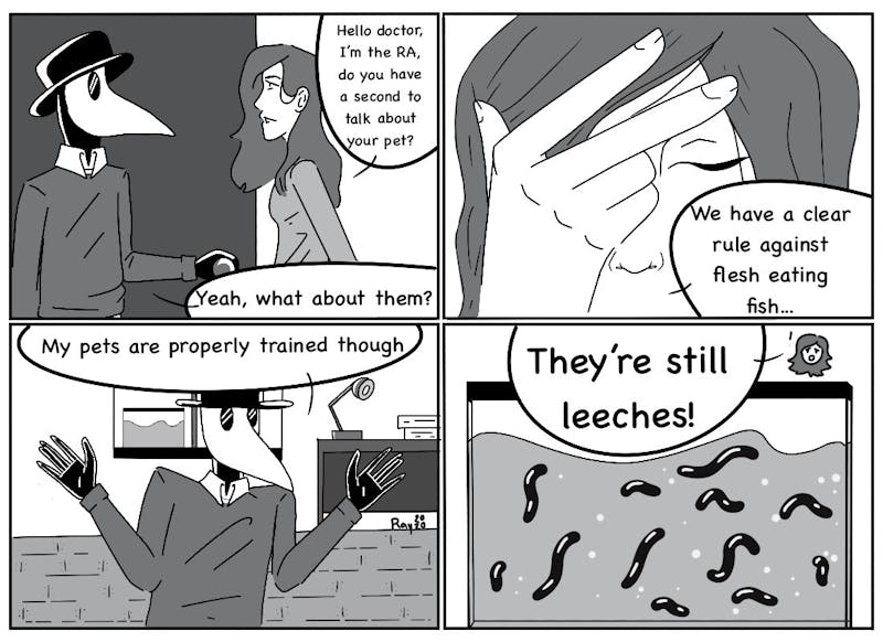 School rules apply to every kind or pet, including leeches? Trained leeches too.